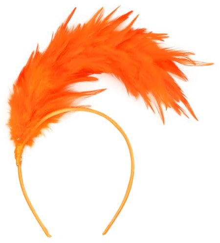 Cadimus Feder Haarreif,Damen Kopfschmuck Feder,20er Jahre Stirnband Feder,Feder Kopfschmuck Fascinator,Geeignet für Hochzeiten, Maskeraden, Karneval und Bühnenauftritte,Federstirnband Zubehör-orange
