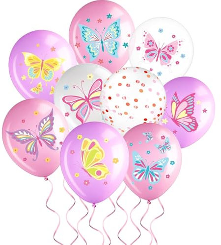DazzJoy 18 Stück Schmetterling Luftballon Rosa, Schmetterling Ballon, Schmetterlinge Luftballons Geburtstag Deko, Schmetterlinge Helium Ballons für Deko Geburtstag Mädchen, Prinzessin Geburtstag Deko