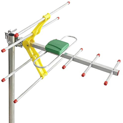 Antenna TV per esterni, antenna TV digitale ad alte prestazioni, a lungo raggio, 4K/1080P UHF/VHF, ricezione del segnale per soffitta e installazioni esterne, cavo da 8 m (palo di montaggio non