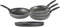 RollitPop Lot de 5 poêles antiadhésives en aluminium effet pierre Ø 20-24-28 cm, 1 Wok Ø 28 cm, sans induction, 1 plaque à pizza Ø 34 cm, fabriquée en Italie