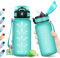 Gourde Sport 500ml, Bouteille Réutilisable, Gourde avec Paille et Marqueur de Temps, Gourde sans BPA, Bouteille Sport Étanche, Bouteille d'eau pour Enfant, Bureau, Fitness, Randonnée, Yoga, Camping