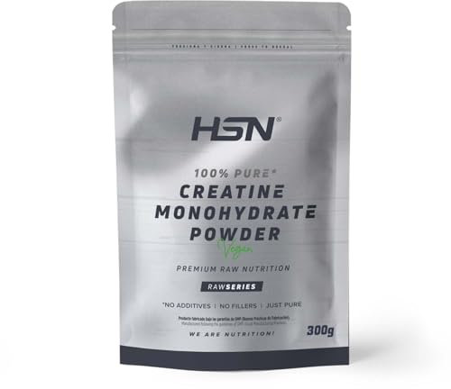 HSN Creatina Monohidrato en Polvo Sin Sabor | 300g | Creatina Micronizada (200mesh) Sin Añadidos y Libre de Contaminantes | No Incluye Dosificador | No-GMO, Vegano, Sin Gluten