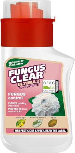 FungusClear Ultimate 2 Concentrate 210ml – Fights Powdery Mildew, Black Spot & Rust – Makes 10.5L Spray – Certified for Organic Gardening – Contains Sulphur