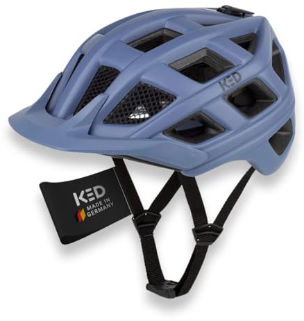 KED Crom Fahrradhelm Für Mountainbike, Trekking Und Alltag Mit LED Rücklicht, FIDLOCK Verschluss, Insektenschutznetz Farbe: Blue Grey Matt | Größe: 52-58 (M)