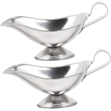 Ciieeo 2 Piezas De Bote Para Jugo De Acero Inoxidable Salsera Grande Jarra Para Salsa Tazones Para Salsa Modernos Jarras Para Salsa Olla Para Salsera Jarra Para Salsa Acción De