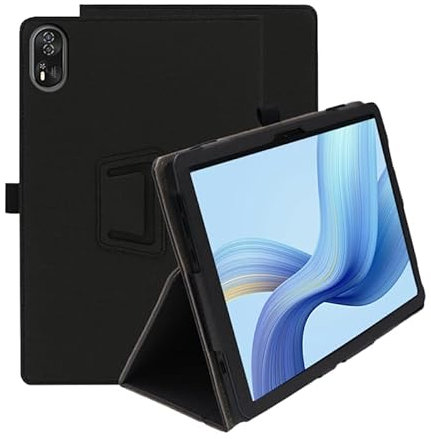 Haofun Funda para Blackview Mega 8, Cover PU Protector con Soporte Multiángulo, Ultra Delgada Anti-Caída Case Carcasa con Soporte para Lápiz, Negro