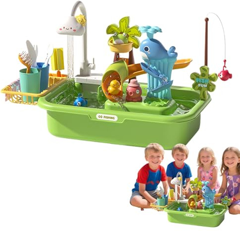 Tewzafiya Wassertisch, Tisch und Wasser für Kinder, sensorisches Lernspiel mit Pumpe für Garten und, die Koordination von Hand und Fähigkeiten entwickelt