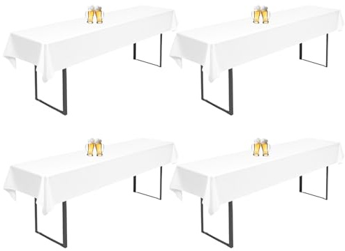 4 Stück Biertisch Tischdecke Weiß für 50cm u.70cm Biertische Hussen für Biertisch Biertischhussen Rechteckige Tischdecken Waschbar 110x260cm (Weiß)