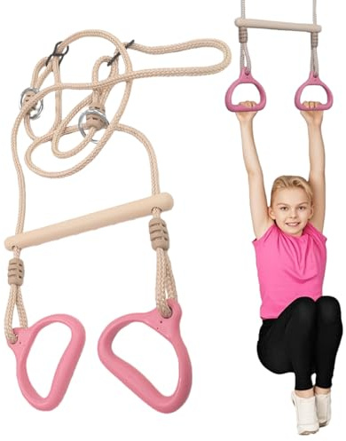 Schaukelstange – 140 x 37 x 3 cm Trapezschaukel mit Ringen, Spielplatzausrüstungsringen, schwingendes sensorisches Spiel zum Spielen, für Kinder, Innenbereich, Hinterhof, Erwachsene, Outdoor