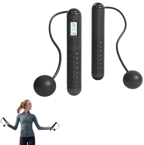 Skipping Rope with Counter, Skipping Rope without Rope, Cordless Skipping Ropes for Adults, LED Display, with Smart Counter for Jumps & Calories Burned, for Women Men Adults Kids, with Timer (A)