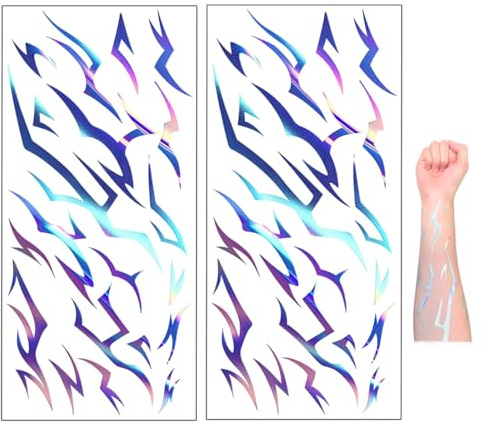DOVBAN 2 tatouages temporaires, tatouages pour Kpop, autocollants de tatouage pour cosplay, film waterproof et autocollants de danse anime