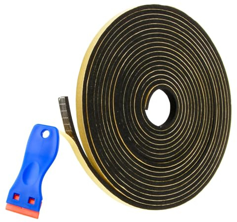 CJMUQHEHH 10 m Ceramic Hob Sealing Tape, Self-Adhesive, Waterproof Sealing Tape with Scraper, 7 mm x 2 mm x 10 m Hob Seal for Ceramic Hobs and Built-in Sinks Electric Hobs, Reliable Sealing