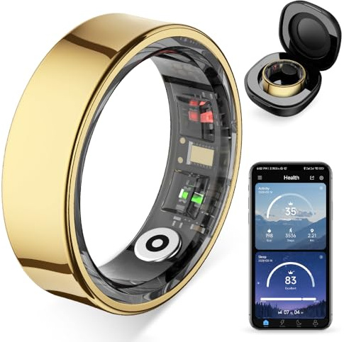 COLMI R09 Smart Ring Hauttemperatur Heart Rate & Schlaf-Tracker（Gold，8）