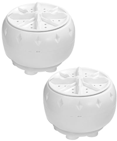 Mini Machine à Laver Automatique USB 5v 2a en Plastique, 2 Pièces | Ventouse Inférieure, Nettoyage Puissant et Contrôle Intelligent, pour Sous-vêtements, Camping-car, Appartement, Blanc