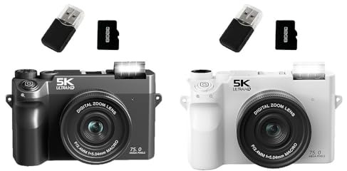 5K Digitalkamera, 75MP Dual Objektiv mit 18X Zoom & WiFi, 30FPS HD Video Recorder mit 9 Modi für Vlogging und Streaming