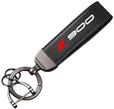 Motorrad Schlüsselanhänger für Kawasaki Z900 Z900RS Leder Keychain Motorrad Schlüsselring Schlüsselring Zubehör,Black-A