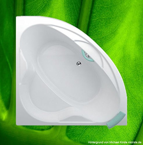 Baignoire d'angle 140 x 140 SAMOS + Bretelles + Vidage + Kit complet
