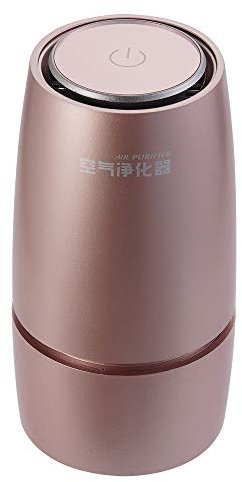 ele ELEOPTION Portable Car Anion Air Purifier, HEPA Active Carbon Filter, Lonic Air Freshener Cleaner, 8 Million Anion, Removing Smoking Dust Pollen Pets Dander Bad Odors, for Car Office Kitchen, Gold