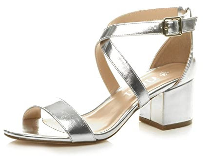 AJVANI mid low block heel cross straps party strappy sandals size 8 41