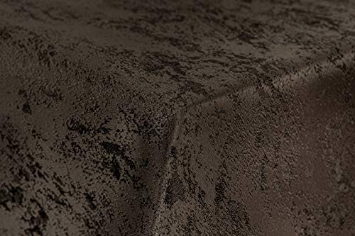 First-Tex Tischdecke Damast Jacquard Brilliant Meliert 130x220 eckig in Dunkelbraun mit gerade Saumkante