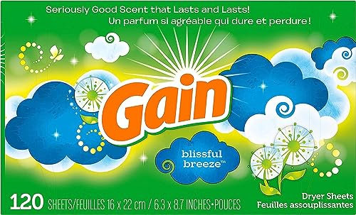 Gain - Hojas de secado suavizante de tela, 120 unidades