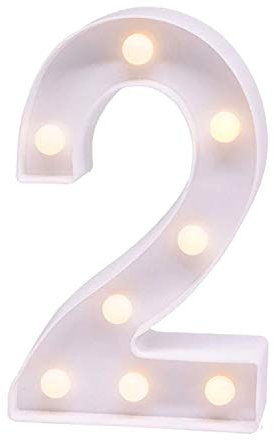 LED Leuchtzahl 3D, weiß, Zahl 2