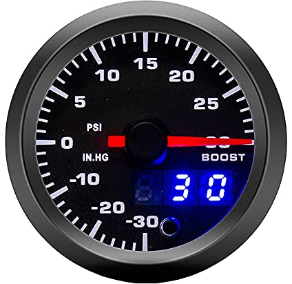 Supmico 52mm Automotor Zeiger Turbo Ladedruckanzeige Messgerät Kit Boost PSI 7 Farbe LED Lichtanzeige Zeigeranzeige Digital Doppelanzeige elektronisch
