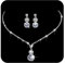 Ushiny Hochzeitsschmuck-Set, Silberfarben, Brautschmuck, Kristall-Halsketten und Ohrringe, Set mit Strass-Halskette für Frauen und Mädchen, Edelstein Silber Kunstperle, Perlen, Strass