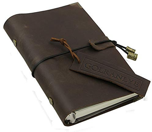 GOLRANLYE A6 Ordner Nachfüllbares Echtleder Journal Notizbuch Nachfüllbar 6 Ringbuch für A6 Füllpapier, Ordnereinband mit 280 Blatt Loseblattpapier (A6) (A6)