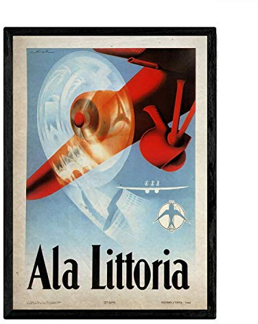 Nacnic Vintage Poster Ala Littoria. Blätter für Interieur mit klassischen und antiken Werbebildern zu dekorieren. Gemälde Retro-Dekor. A3