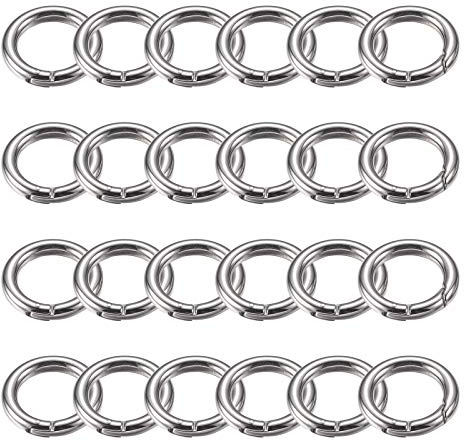 Spring O Rings, Ekunbuy Spring Snap Clip Hooks Zinc Alloy Round Metal Split Rings Small Clamp Clasp Keyring Buckle for Bags Purses Handbag Strap Craft Jewelry Making
