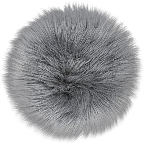 Molain 30 cm Großer Teppich, Weich Rund, Sitzkissen für Schlafzimmer und Wohnzimmer Kleine Größe Geeignet zum Fotografieren von Schmuckhintergrund (Grau)