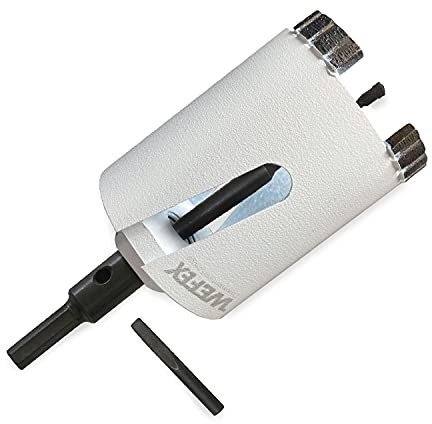 WEFEX Diamant-Dosensenker-Set Laser-Beton 68 mm M16 + Zentrierbohrer + Sechskant Adapter für Beton Mauer Ziegel Putz Kalksandstein