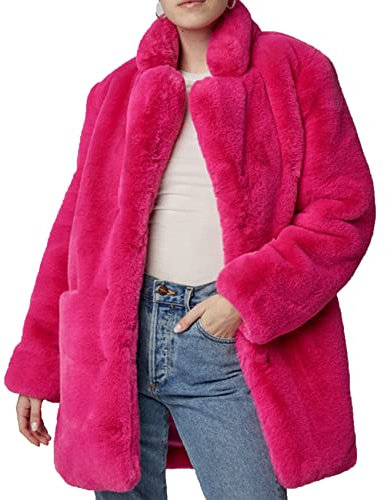 WHZXYDN Manteau Mi-Long en Fausse Fourrure pour Femme Manteau Chaud en Laine d'agneau Souple en Molleton