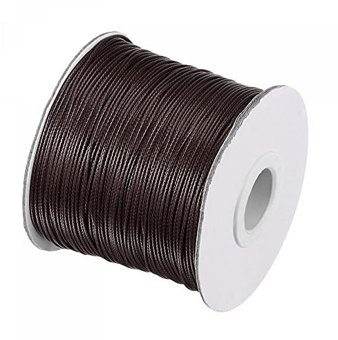 sourcing map Cordoncino in poliestere cerato da 0,8 mm, 159 m, filo per perline per la creazione di gioielli, bracciali, collane, tessitura, marrone scuro