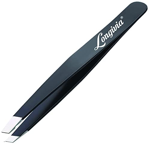 Pince à épiler pour sourcils professionnelle Longivia® oblique en acier inoxydable pointe améliorée precision epilateur pinces tweezers pince epiler pour epilation sourcil poil incarné echarde
