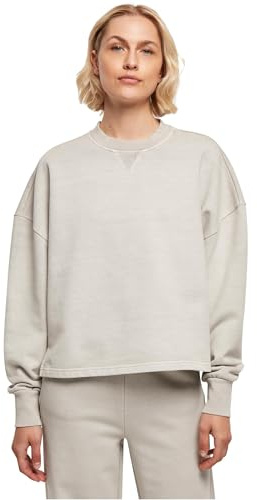 Urban Classics Damen Ladies Heavy Terry Garment Dye Crewneck warmgrey, S