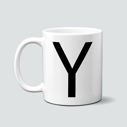 online-hut - Tasse - Kaffeetasse - Kaffeebecher - Monogrammtasse - Lieblingstasse - schwarz -Buchstabe - Initialentasse - NT-106-1 (Y)