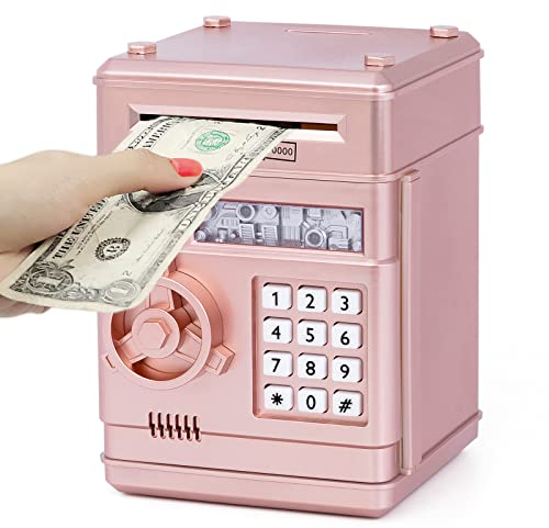 Thedttoy Elektronisches Sparschwein, Geldtresor, Passwort, Spardose für Kinder ab 3 Jahren, Geldautomaten-Safe für Münzen, Bargeld, Spardose, Geburtstag für Jungen und Mädchen im Alter von 3 4 5 6 7