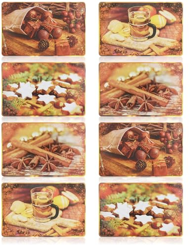 com-four® 8X Platzmatte für Weihnachten - Platzset mit Advents-Motiv für Küche und Esszimmer - Platzdeckchen mit winterlichen Motiv - weihnachtliches Tischset (Taste of Christmas)