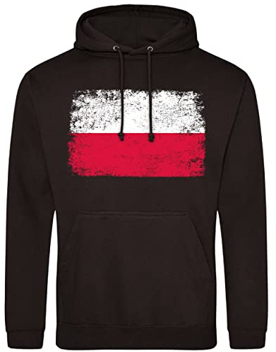 Poland Flag Mens Hoodie, Poland Football Gifts for Dad or Grandad, Polish Soccer Supporters Cup Hooded Top 2022, L, Black