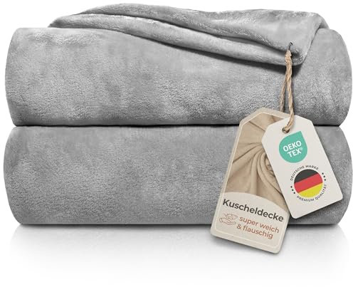 Gräfenstayn® Kuscheldecke flauschig & super weich - hochwertige Fleecedecke auch als Wohndecke, Tagesdecke, Sofadecke & Sommerdecke geeignet - Überwurf Decke Sofa & Couch (Grau, 150x130 cm)