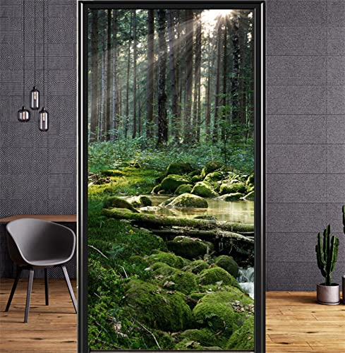 Vinilos para Ventanas de 3D,Paisaje Forestal, Vinilo para Cristal Ventana,Película Autoadhesiva Electroestatico,Anti UV para Ventanas la Oficina Salón Cocina De Baño - 90x200 CM