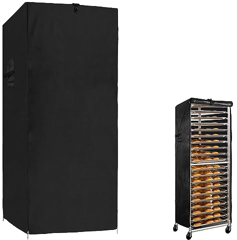 WOMACO Sheet Pan/Bun Pan Rack Cover, Waterproof Bread Rack Cover with Vents & Convenient Handles, 20-Tier Bakery Rack Covers with Zippers (20-Tier (23 W x 28 D x 61 H))