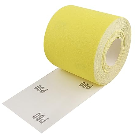 Shineboc 93 mm x 10 metros grano 80, papel de lija de cuarzo para madera, metal, pintura, yeso, masilla, automoción, compatible con lijadoras manuales