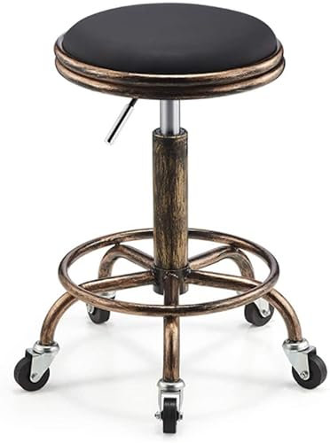 SOVORM Rollhocker Hocker auf Rädern, Barhocker, drehbarer Lift-Center-Stuhl, Nagelbank, explosionsgeschützte Werkbank, Retro-Schönheitshocker, höhenverstellbarer Heimhocker (A) The New