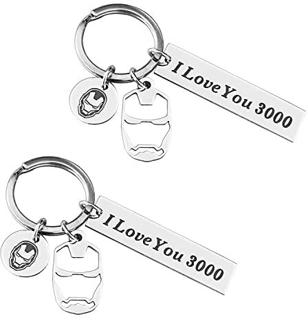 2 Stück Iron Man schlüsselanhänger, I Love You 3000 Schlüsselanhänger für Herren Frauen Jungen Mädchen, Paar, Avenger Fan, Geburtstag Valentinstag, Weihnachten Geschenke, Personalisiertes Geschenke