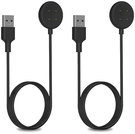 Tuocal 2 Pack Ladekabel Kompatibel mit Google Pixel Watch 2 Ladegeräte, Ersatz Ladestation mit 100cm USB Ladegeräte Kabel, Schwarz