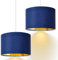 Weewooday 2 Pack Blue Lampshade for Ceiling 12 Modern Golden Inner Drum Lamp Shade with E27 to E14 Lamp Shade Adapter Ring for Pendant Lights Table or Bedside Floor Lights