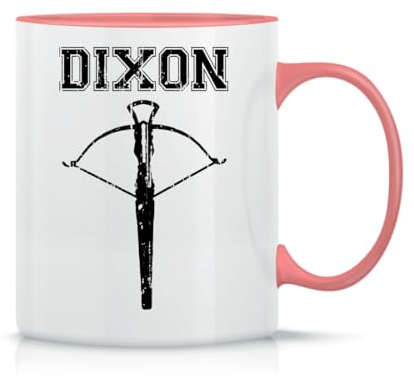 Crossbow Daryl Dixon The Walking Dead Taza de Té y Café de Cerámica Clásica Blanca Negra y Rosa Mágica 330ml